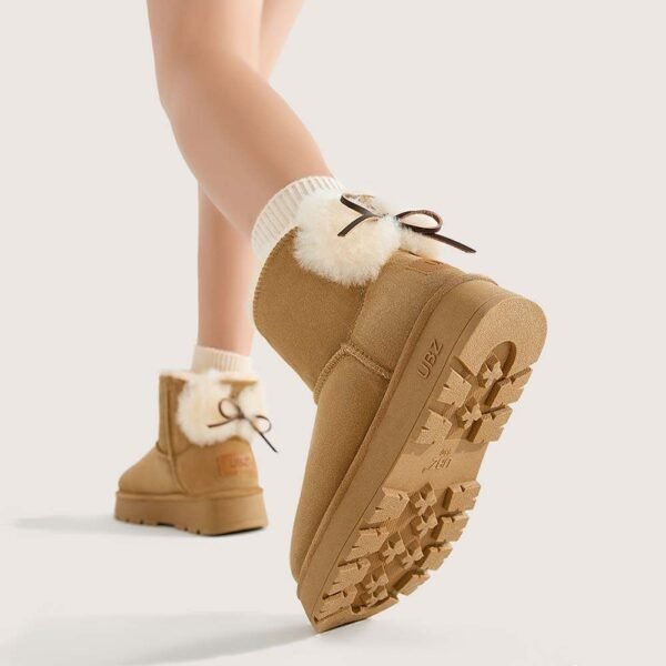 UBZ Waterproof Short Bow Cute Bow Snow Boots for Women - 图片 6