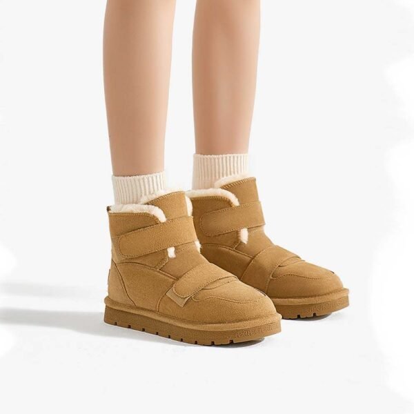 UBZ Waterproof Short Bow Snow Boots with Hook and Loop Fasteners for Women - 图片 8