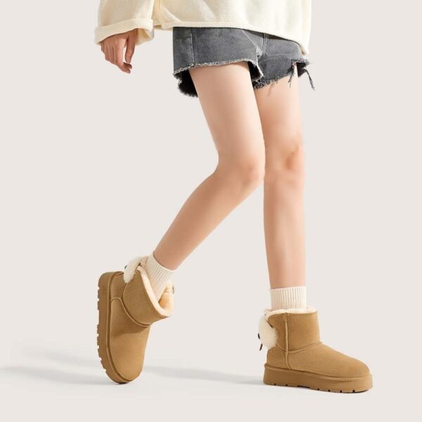 UBZ Waterproof Short Bow Cute Bow Snow Boots for Women - 图片 2