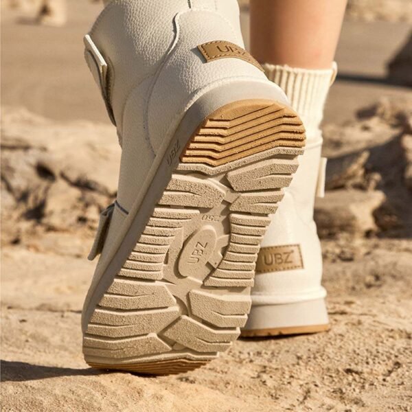 UBZ Waterproof Leather Snow Boots with Hook and Loop Fasteners for Women - 图片 5