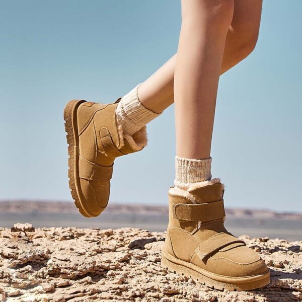 UBZ Waterproof Short Bow Snow Boots with Hook and Loop Fasteners for Women - 图片 10