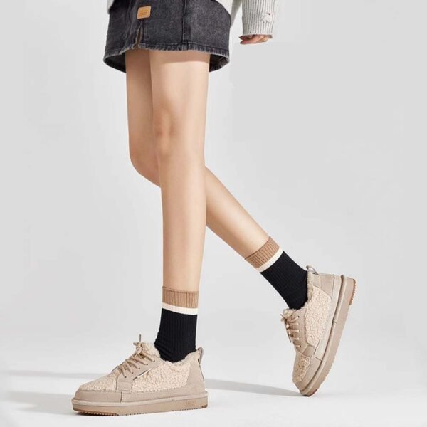 UBZ Lamb Wool Ankle Snow Boots for Women - 图片 2