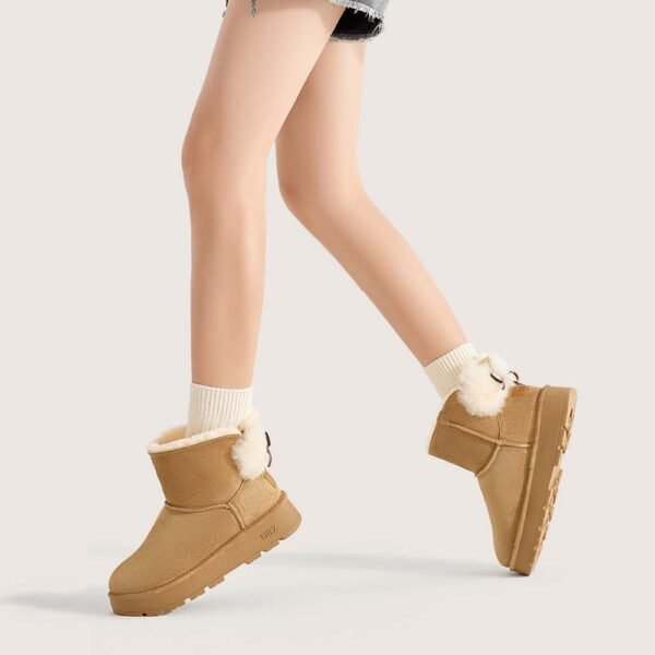 UBZ Waterproof Short Bow Cute Bow Snow Boots for Women