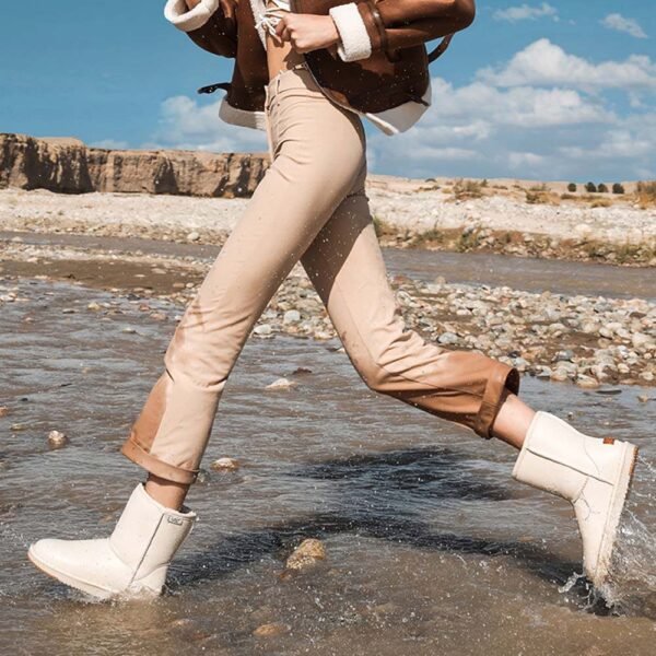 UBZ Waterproof Leather Calf Snow Boots for Women