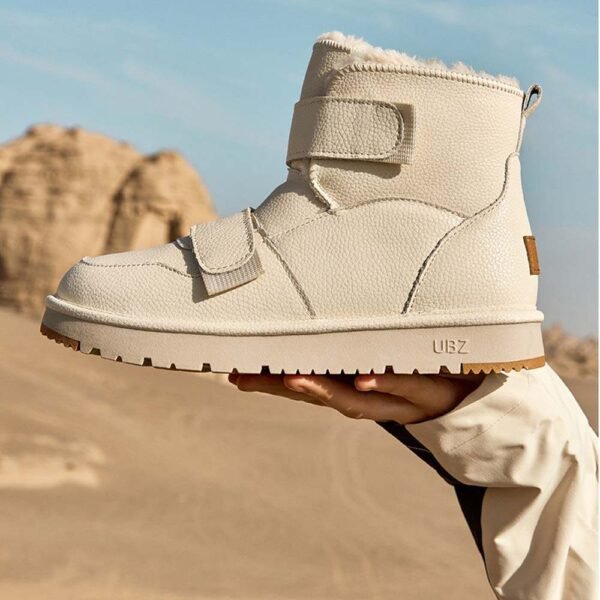 UBZ Waterproof Leather Snow Boots with Hook and Loop Fasteners for Women - 图片 10