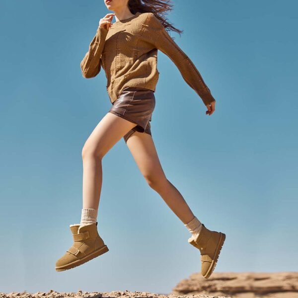 UBZ Waterproof Short Bow Snow Boots with Hook and Loop Fasteners for Women - 图片 2
