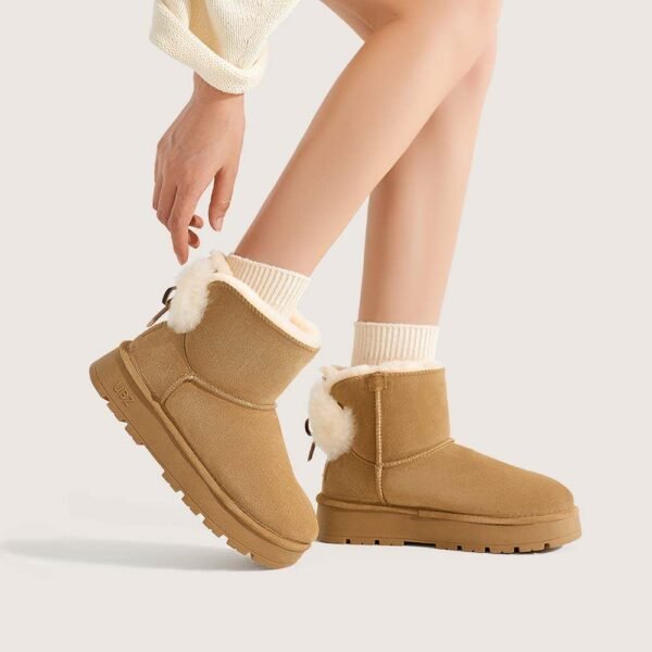 UBZ Waterproof Short Bow Cute Bow Snow Boots for Women - 图片 3