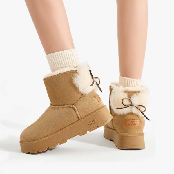 UBZ Waterproof Short Bow Cute Bow Snow Boots for Women - 图片 5