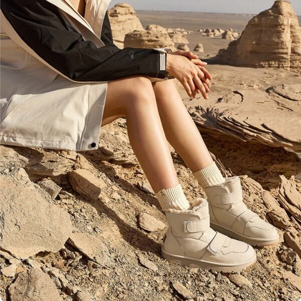 UBZ Waterproof Leather Snow Boots with Hook and Loop Fasteners for Women - 图片 3