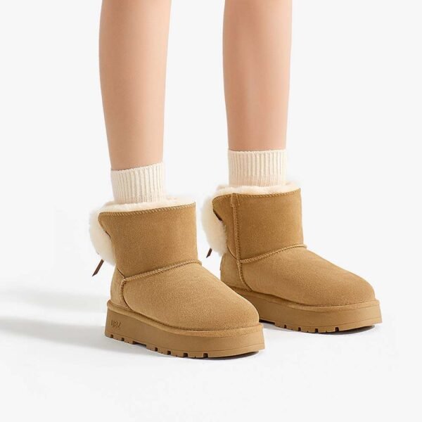 UBZ Waterproof Short Bow Cute Bow Snow Boots for Women - 图片 7