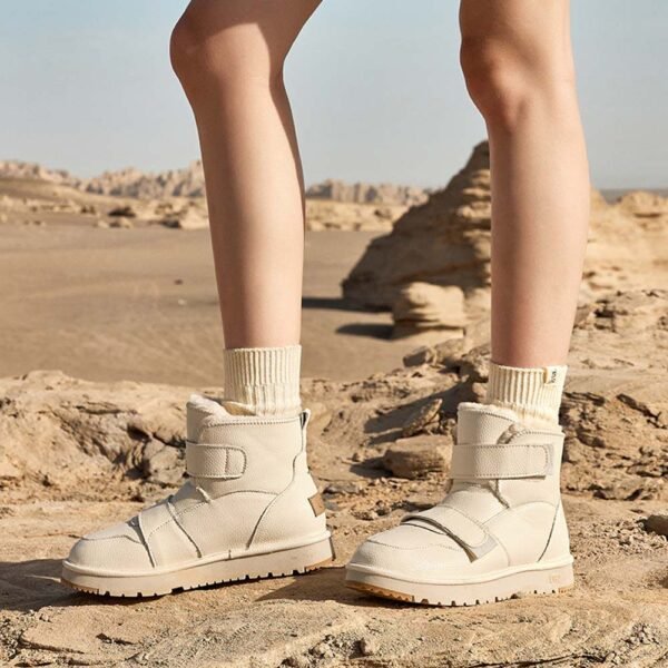 UBZ Waterproof Leather Snow Boots with Hook and Loop Fasteners for Women - 图片 11