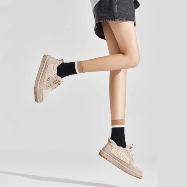 UBZ Lamb Wool Ankle Snow Boots for Women