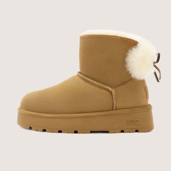 UBZ Waterproof Short Bow Cute Bow Snow Boots for Women - 图片 9