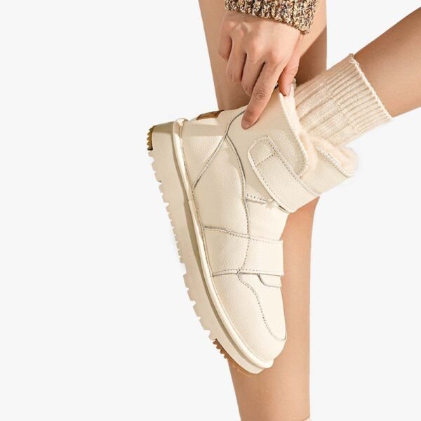 UBZ Waterproof Leather Snow Boots with Hook and Loop Fasteners for Women - 图片 6