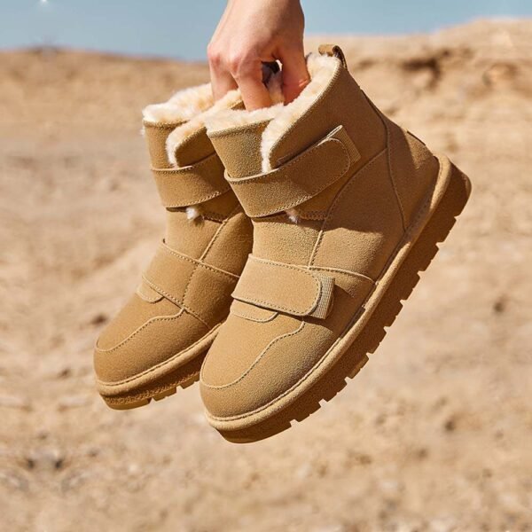UBZ Waterproof Short Bow Snow Boots with Hook and Loop Fasteners for Women - 图片 4
