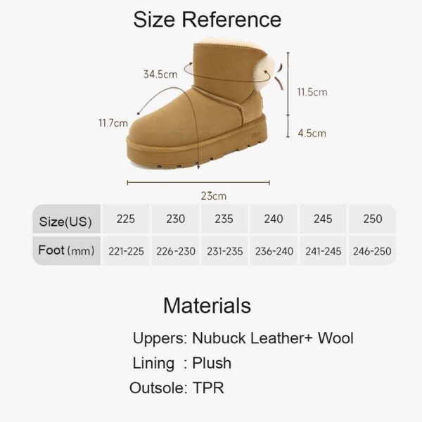 UBZ Waterproof Short Bow Cute Bow Snow Boots for Women - 图片 8