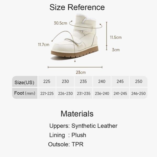 UBZ Waterproof Leather Snow Boots with Hook and Loop Fasteners for Women - 图片 12
