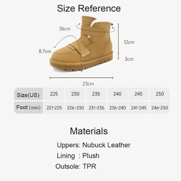 UBZ Waterproof Short Bow Snow Boots with Hook and Loop Fasteners for Women - 图片 12